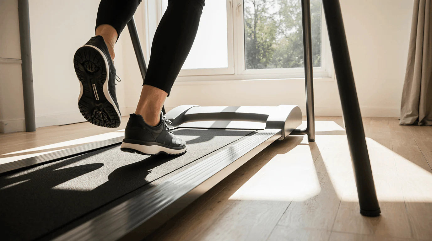 Affichage LED d’un tapis de marche montrant le réglage de la vitesse en intérieur.