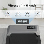 Écran d’affichage du tapis de marche WALKEN Core avec données vitesse et distance