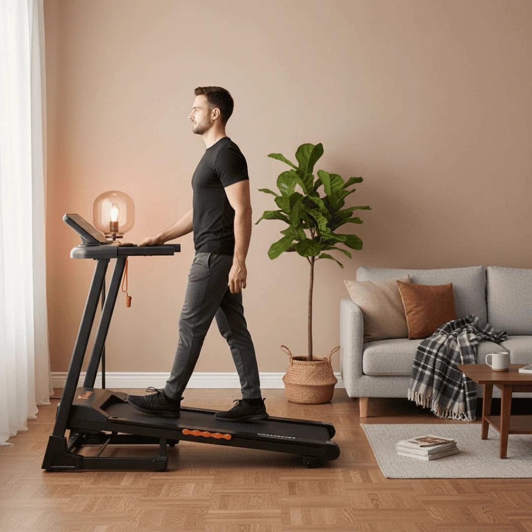 Tapis de marche WALKEN Incline Elite installé dans un salon moderne